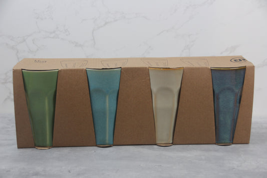 Retro Latte Cups aus Keramik - 4er Set Becher - 330 ml