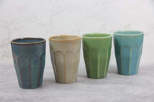 Retro Latte Cups aus Keramik - 4er Set Becher - 330 ml