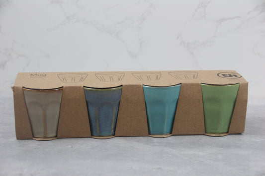 Retro Espresso Becher aus Keramik - 4er Set - 90 ml