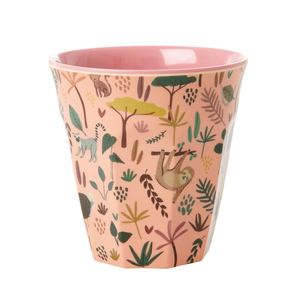 RICE Cup Jungle Animals Becher rosa